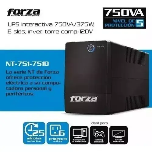 Forza BT-751 UPS 750VA/450W 120V 8-NEMA 50-60Hz