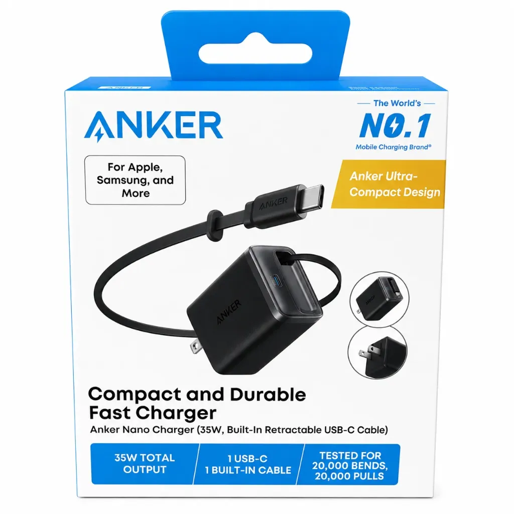 [94644263966] Anker - Cargador retractil Negro