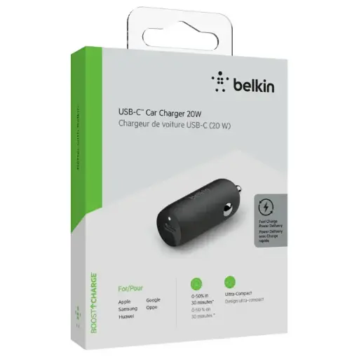 [CCA003BTBK] Belkin Boost Charge 20W Car Charger Standalone BLK