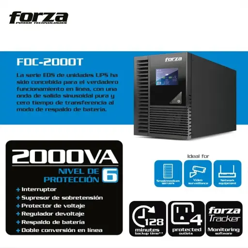 [FDC-2000T] Forza FDC2000T 2K EOS UPS 2000VA1800W 120V 4NEMA 4070Hz