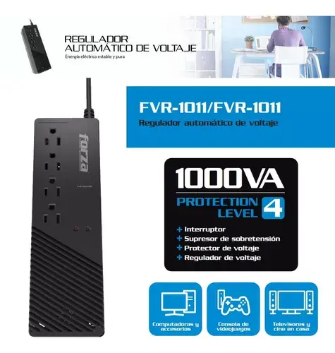 [FVR-1011USB] Forza FVR-1011USB Volt Reg 1000VA/500W 115V 4-NEMA 2-USB
